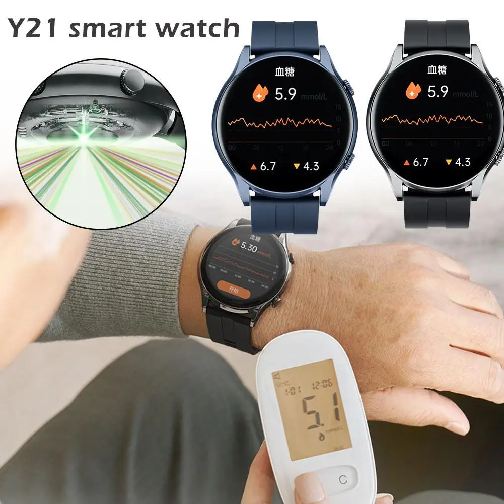 

Y21 Smart Watch Blood Glucose Heart Rate Monitoring Sport Fitness Tracker 1.32 Inches Screen Smartwatch Multiple Sports Modes