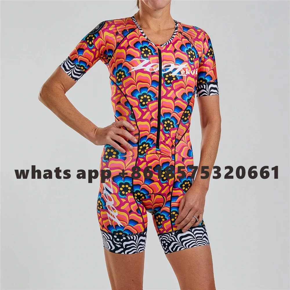 

Zootekoi Women Cycling Skinsuit Short Sleeve Mtb Bicycle Clothing Roupa Ciclismo Feminino Road Bike Running Jumpsuit Race Tights
