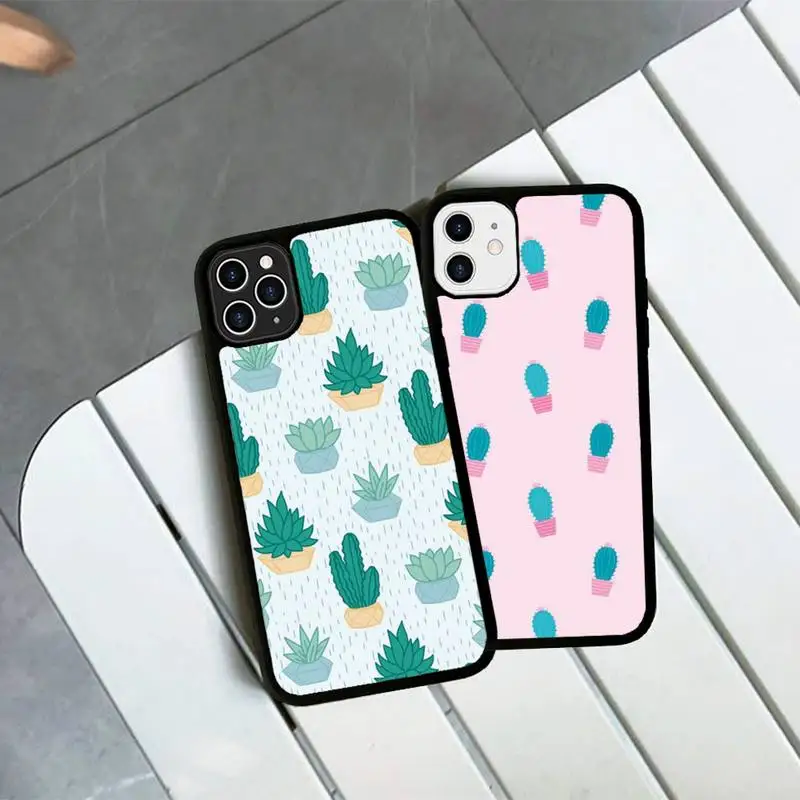 

Yinuoda Cactus Phone Case Silicone PC+TPU Case for iPhone 11 12 13 Pro Max 8 7 6 Plus X SE XR Hard Fundas