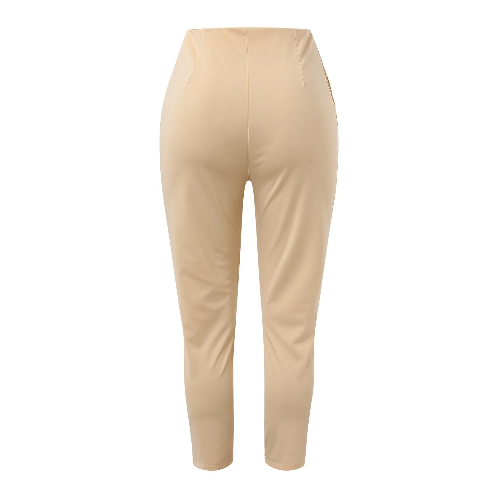 Брюки женские укороченные с завышенной талией однотонные деловые облегающие