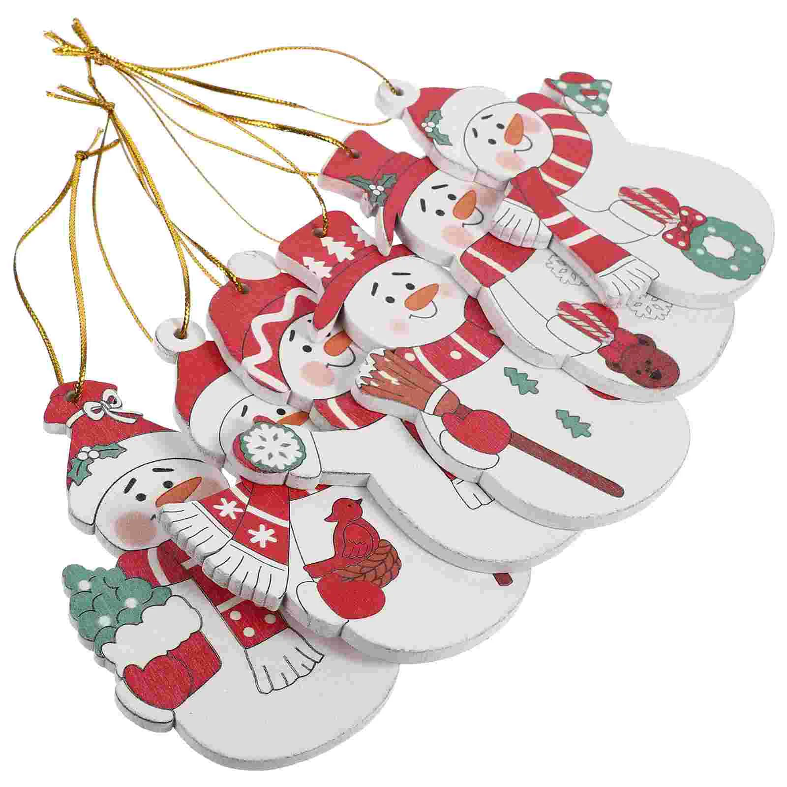 

6pcs Christmas Themed Tree Decoration Xmas Wood Hanging Ornaments Christmas Tree Pendants