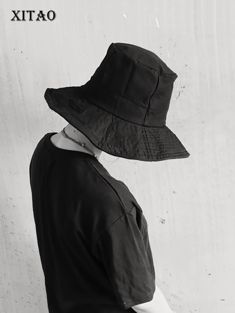 

XITAO, черные повседневные шляпы с ковшом, модная, простая, плоская крыша, женская шапка, Всесезонная, универсальная, новинка, большие поля, Сол...