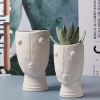 nordic abstract human face flowerpot pure white hand painted ceramic flowerpot home living room tv cabinet decoration decoration