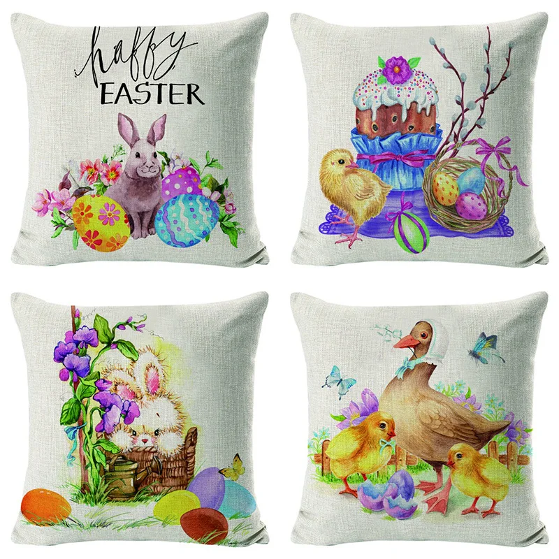 

Easter Cute Rabbit Pillowcase 40x40cm/45x45cm cojines decorativos para sofá Happy Easter Cushion Cover Doration For Home/Car