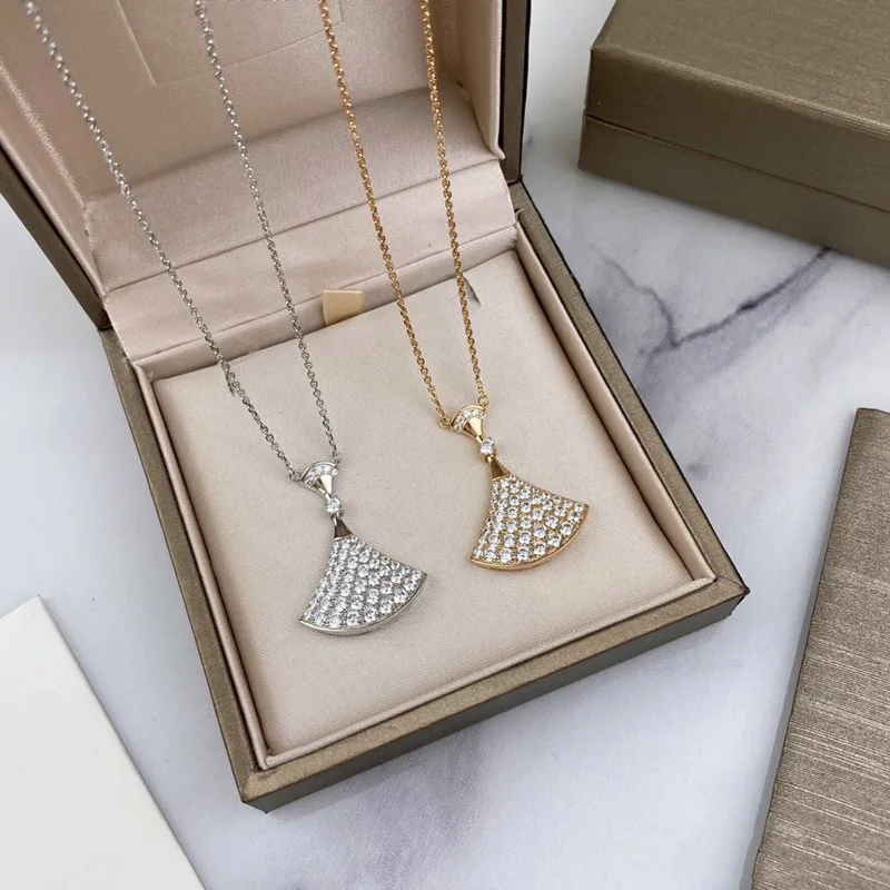 

Hot Sale 925 Sterling Silver Zircon Large Skirt Pendant Women's Necklace Fashion Brand Anniversary Light Luxury Jewelry