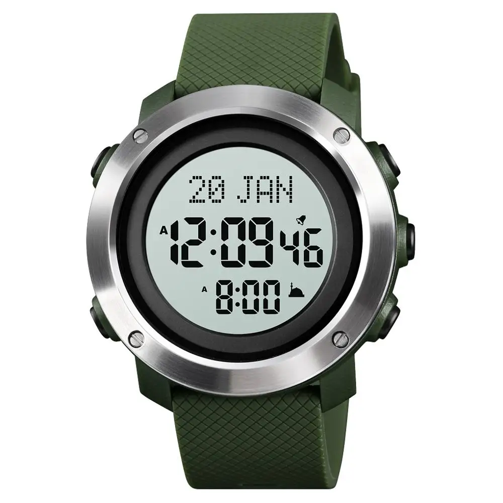 

Luxury Digital Watch Men Top Brand SKMEI Qibla Remind Bookmard Wristwatch Laguange Selection Hour Fashion Mens Watches Clock