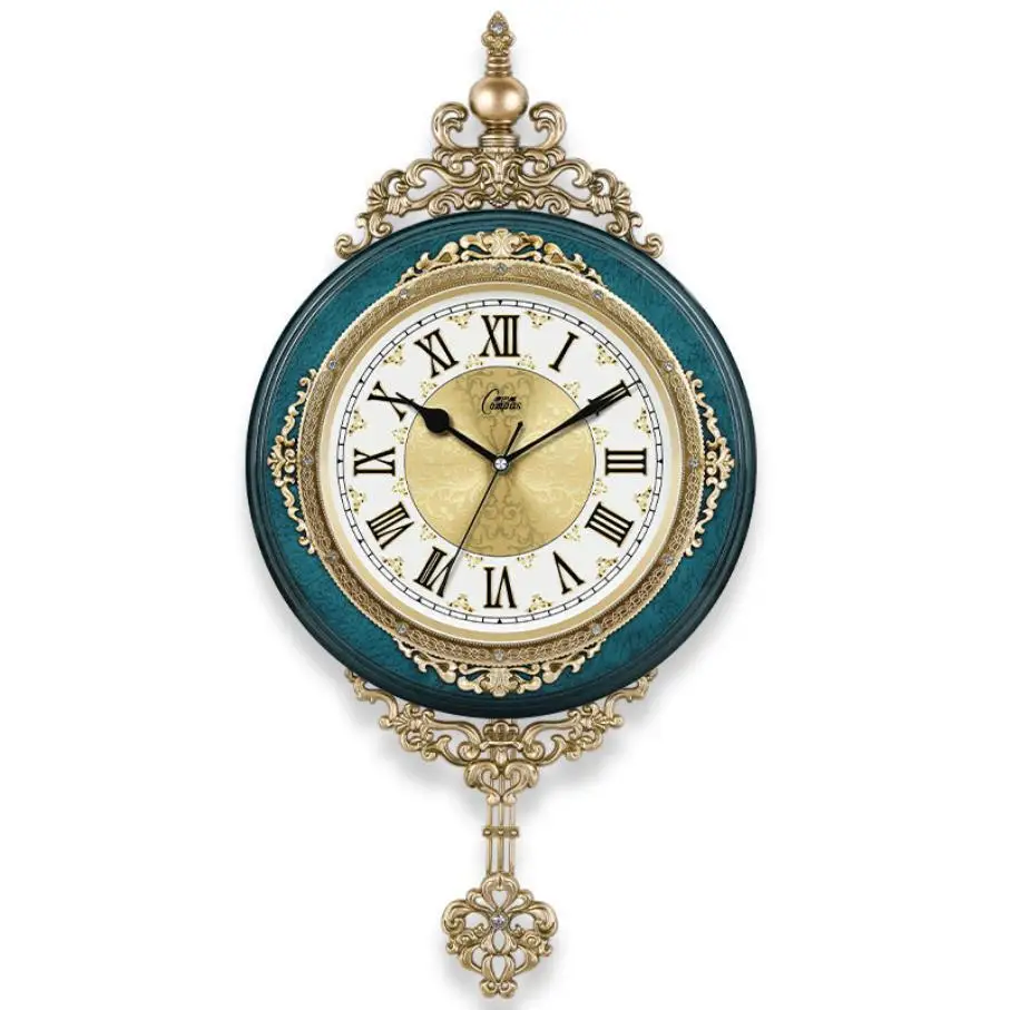 European Style Retro Wall Clock Watch Living Room Mute Pendulum Elegant Taste Family Gift Art Decoration Rome Luxury G010 |