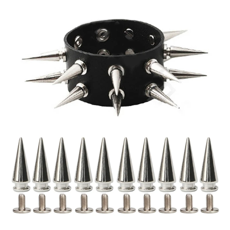 

10-Pieces Multiple Sizes Cone Spikes Stud Rivets Metal Spiked Studs Punk Style Clothing Accessories DIY Craft Decoration Y08E