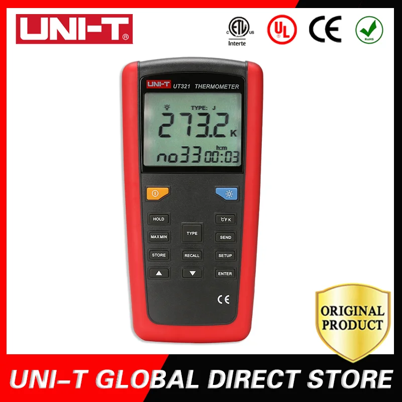 

UNI-T Contact Type Thermometer Pyrometer Industrial Temperature 1CH/2CH Data Logging Test K/J/T/E/R/S/N UT321/UT325