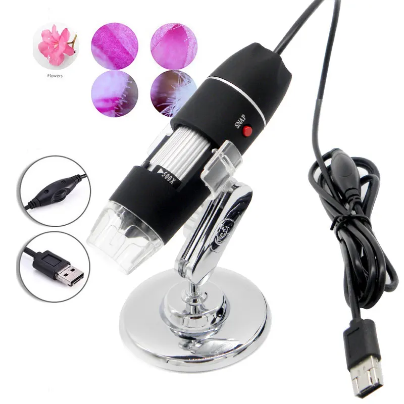 

50X-500X Digital USB Microscope Handheld Portable Digital Microscope USB Interface Electron Microscopes with 8 LEDs with Bracket