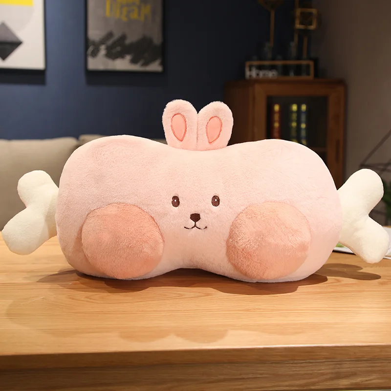 

Kawaii Bone Shaped Plush Pillow Toys Stuffed Plush Animals Frogs,Rabbits,Cats,Pig,Panda Plush Warmer For Winter Soft Girls Toys