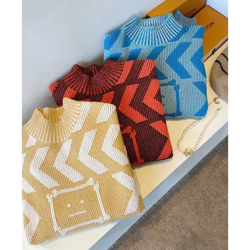 

ACNE STUDIO Sknitted sweater Women Plaid Knitted Sweater Long Sleeve Top Female New Casual O-Neck Striped knitted sweater