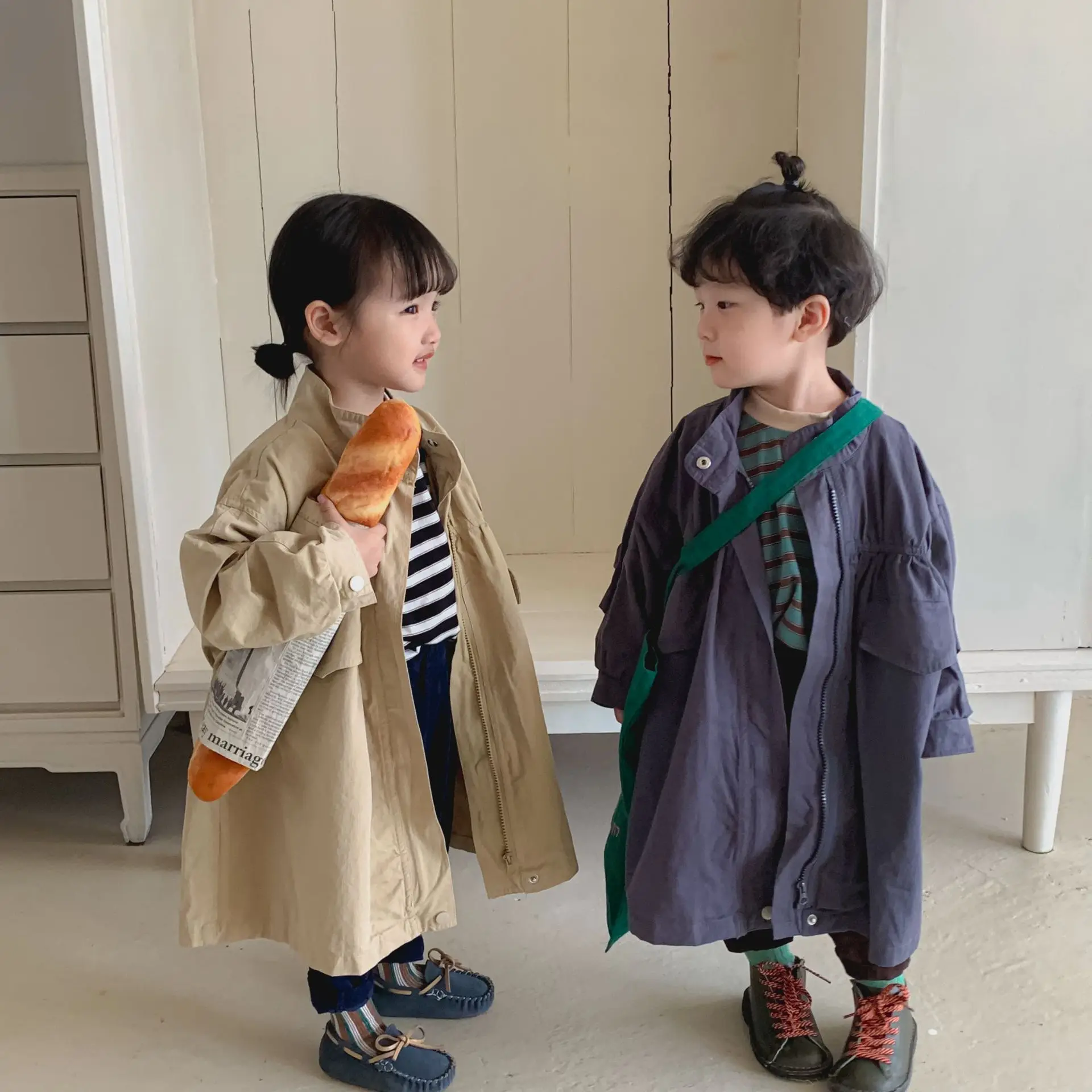 

Girls Jackets Coat Windbreak Outwear Cotton 2023 Grey Spring Autumn Poncho Toddler Kids Windproof Children's Clothing