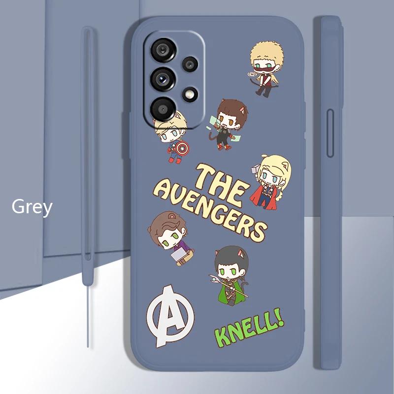 

Marvel Logo Cute Case For Samsung Galaxy A73 A72 A53 A33 A52 A32 A22 A71 A51 A21S 4G 5G Liquid Rope Phone Cover Core Coque Capa