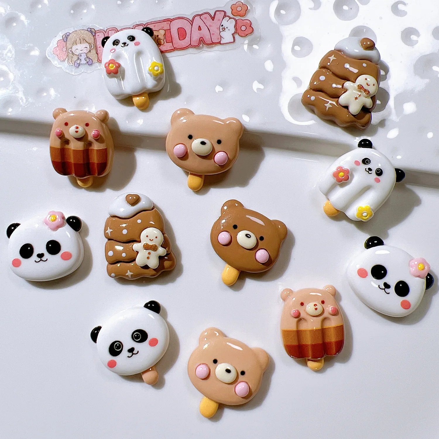 10 шт. новые милые яркие поверхности мультяшный маленький медведь серия