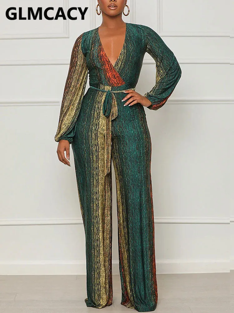 

Женский свободный прямой комбинезон с длинными рукавами