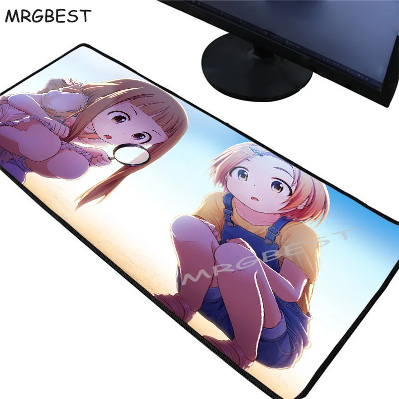 

MRGBEST Anime Print Large Gaming Mouse Pad Cute Two Sisters Locking Edge Keyboard Mat Laptop Desk Pads 40x90/30x80CM XXL