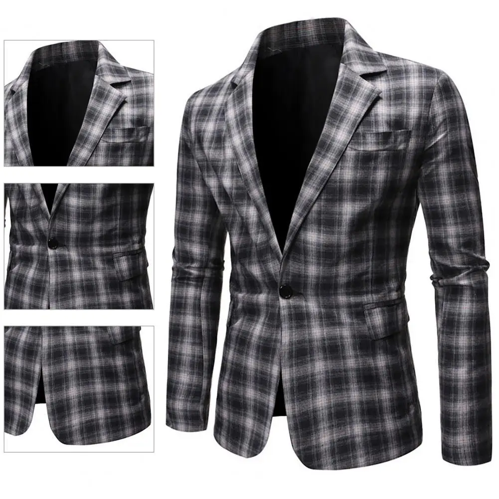 

Fashion Suit Jacket Flap Pockets Lapel Trendy Formal Lapel Men Suit Coat