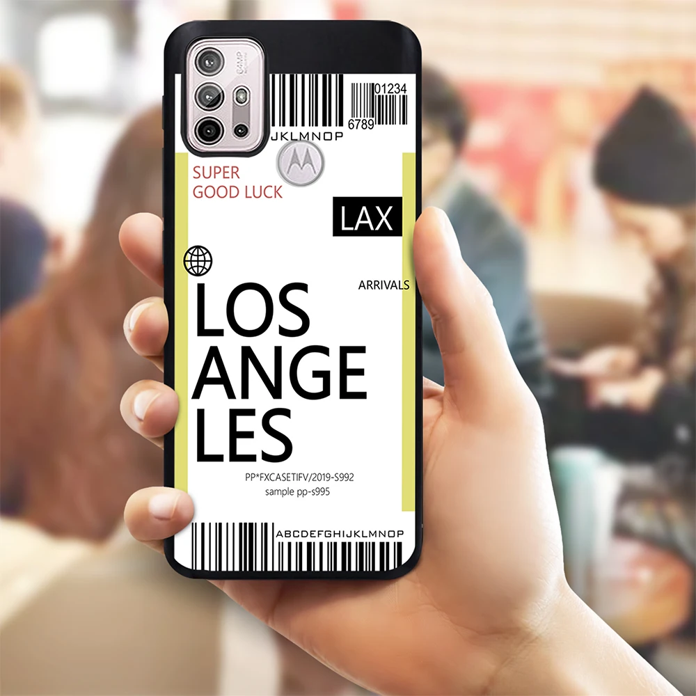 hot air ticket travel new york los angeles case for motorola moto g9 play e7 g7 plus power g 5g plus g30 g60s e40 e20 soft cover free global shipping