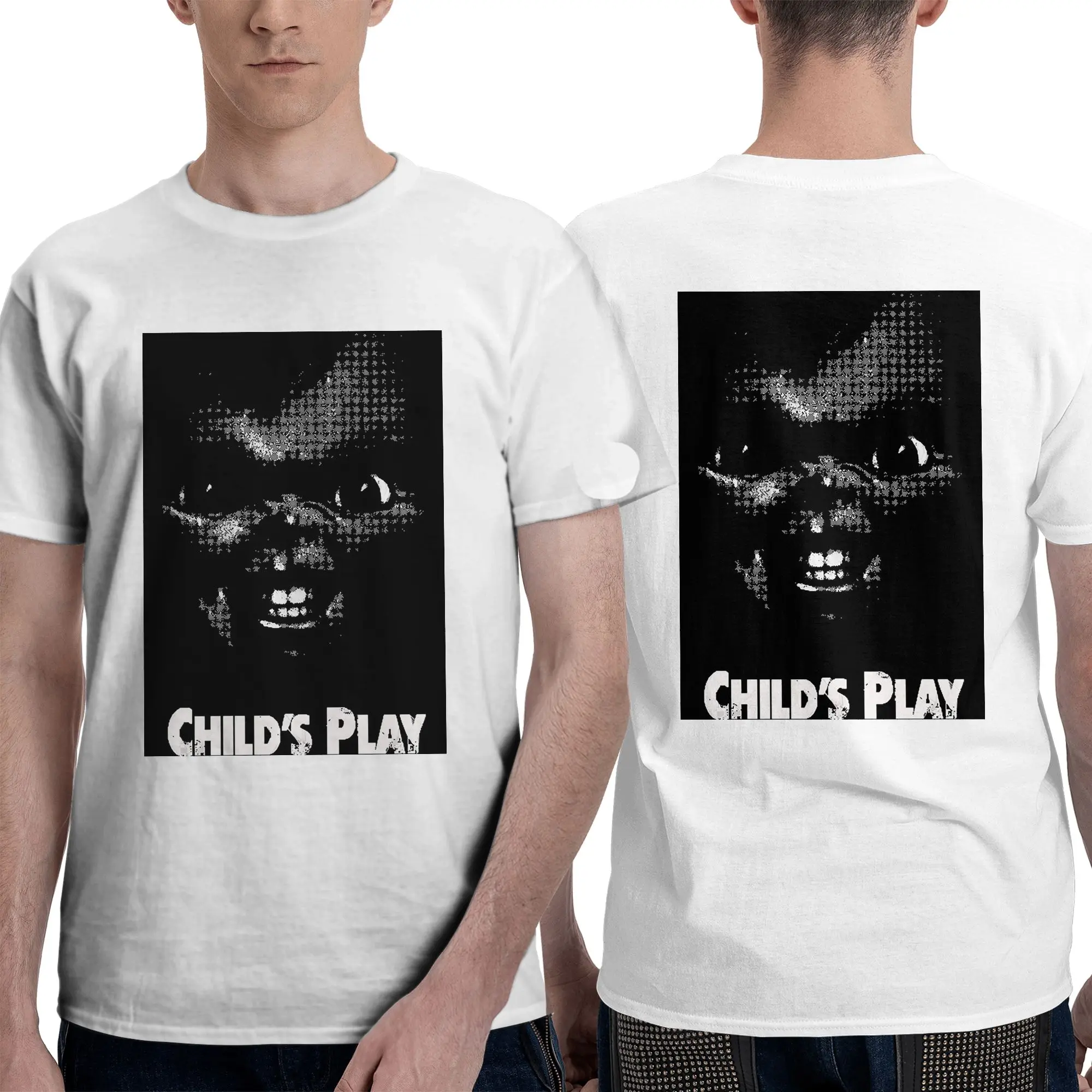 Фото Мужская футболка Child's Play Chucky, двусторонняя, оверсайз, с круглым вырезом, хлопковая, короткая, летняя №1