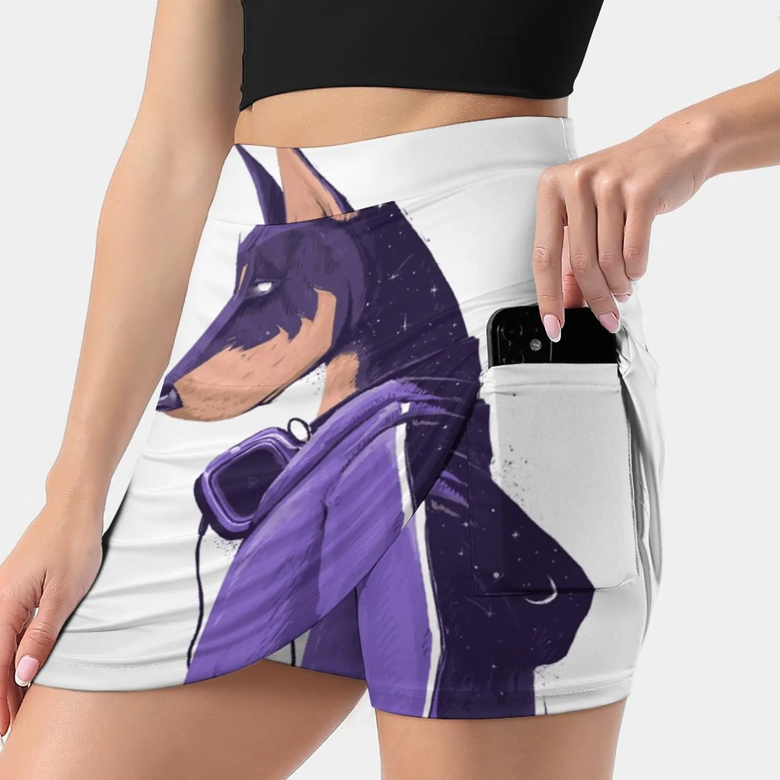 

Night Doberman Women's skirt With Pocket Vintage Skirt Printing A Line Skirts Summer Clothes Doberman Dog Animal Animals Pet