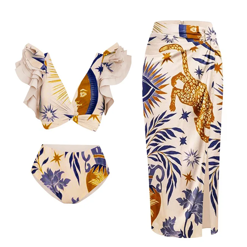 Женский винтажный купальник-бикини бразильский купальник с оборками и V-образным