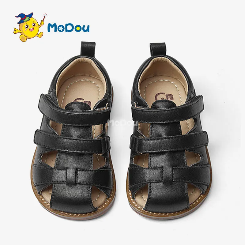 

Mo Dou 2022 Summer New Style Sandals Genine Cow Leather Breathable Rubber Sole Soft Hook And Loop Design First Layer Cow Vamp