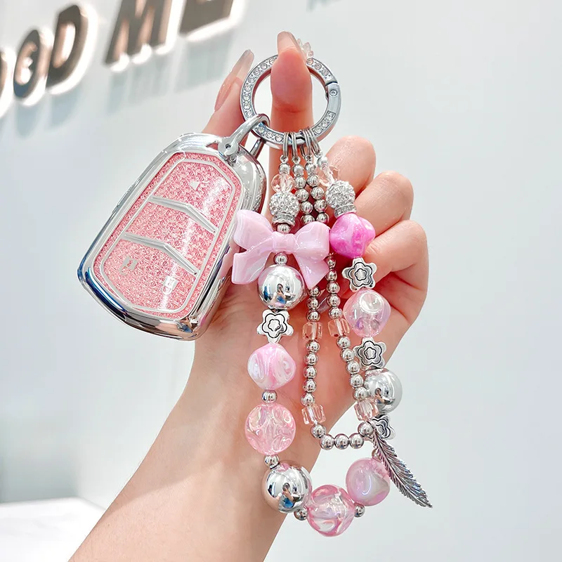 

Женский чехол для ключей Cadillac ATS CT6 CTS DTS XT5 Escalade ESV SRX STS XTS 4, 5-кнопочный чехол для дистанционного ключа автомобиля, аксессуары для брелока