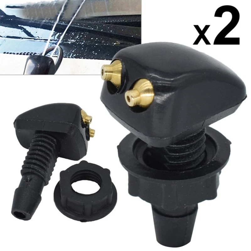 

2PCS Universal Car Front Windshield Windscreen Washer Jet Nozzles Water Fan Spout Cover Washer Outlet Wiper Nozzle Adjustment