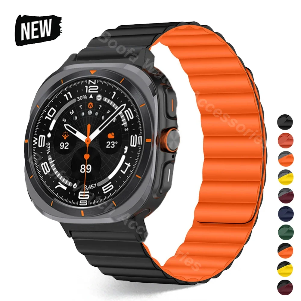 Magnetyczny silikonowy pasek do zegarka Samsung Galaxy Watch Ultra 47 mm bez luk SAMSUNG GALAXY ULTRA Sport Men Bracelet