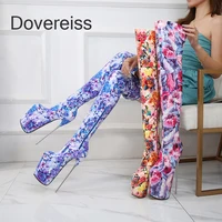 Dovereiss 2022 Fashion Women's Shoes Winter Pointed Toe Sexy  New Blue Pink Over The Knee Boots Stilettos Heels45 46 47 48 49 50