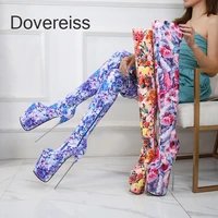 dovereiss 2022 fashion womens shoes winter pointed toe sexy new blue pink over the knee boots stilettos heels45 46 47 48 49 50