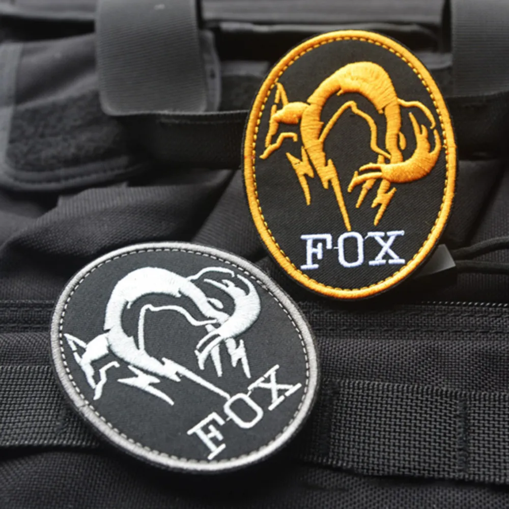 

FOX Foxhound Fine Embroidery Patches Black Metal Gear Armband Applique Tactical Military Hook and Loop Badge Sticker for Clothes