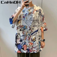 cnhnoh new hiphop cartoon anime streetwear clothes graffiti short sleeved t shirt male oversize tee top clothes summer sk 330