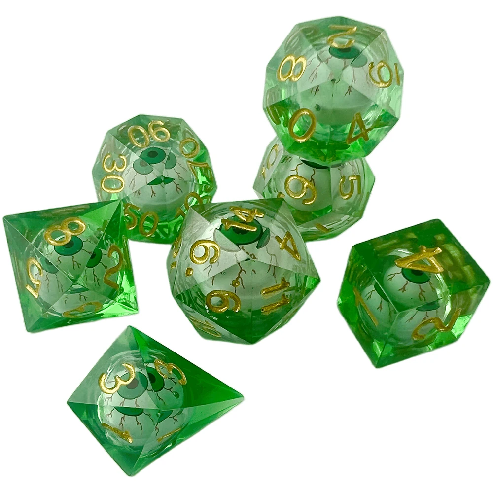 Eyeball Polyhedral Digital Dice Set D4-D20 for Dados Rpg Table Board Role Playing Game ,with PU Leather  Bag