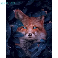 sdoyuno painting by numbers animal diy flowers fox canvas pictures oil painting for living room wall art home decor gift