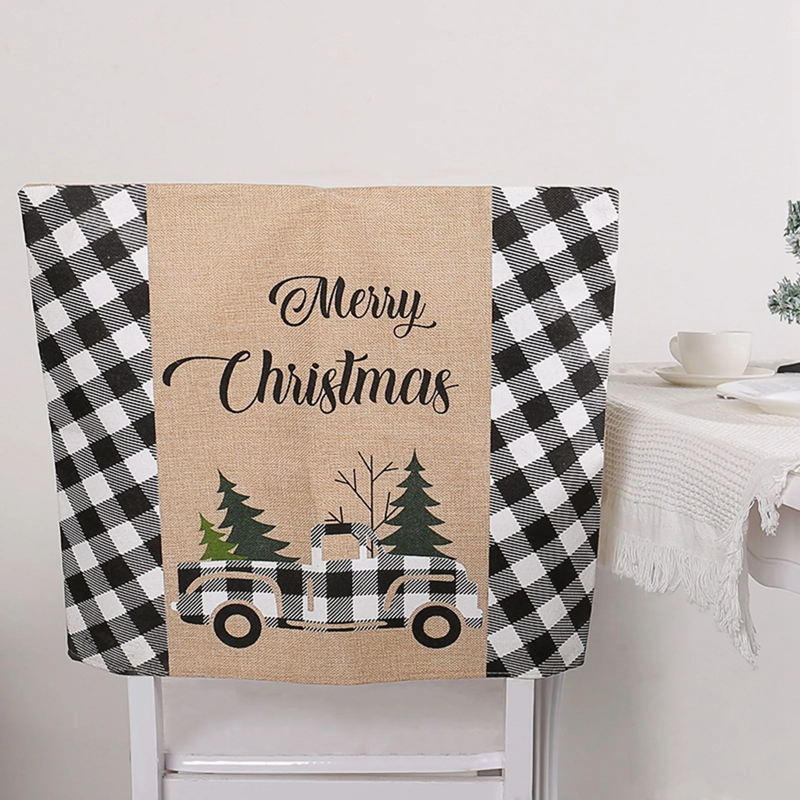 Рождественский Клетчатый Чехол На Стул Классический Узор Украшение Для