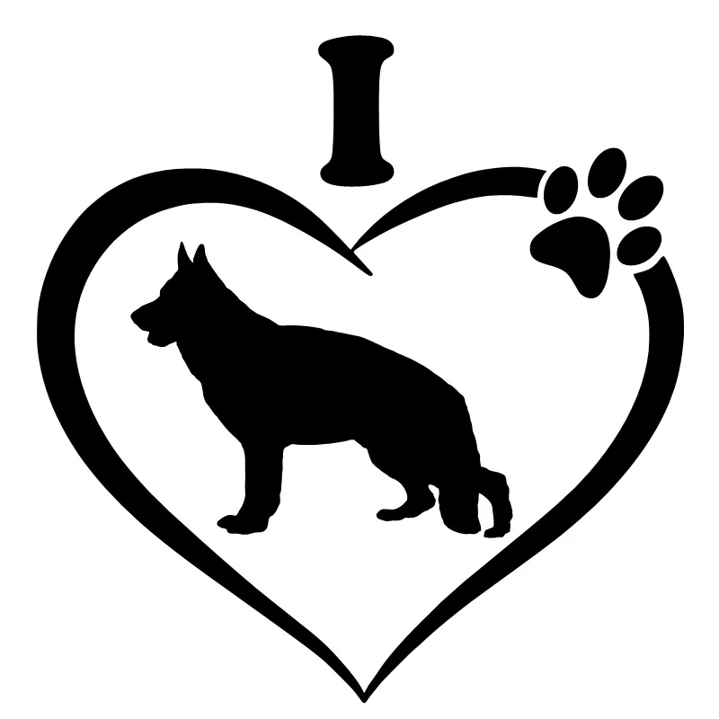 

Vinyl Decal I love German Shepherd Car Sticker Waterproof Auto Decors on Truck Bumper Rear Window