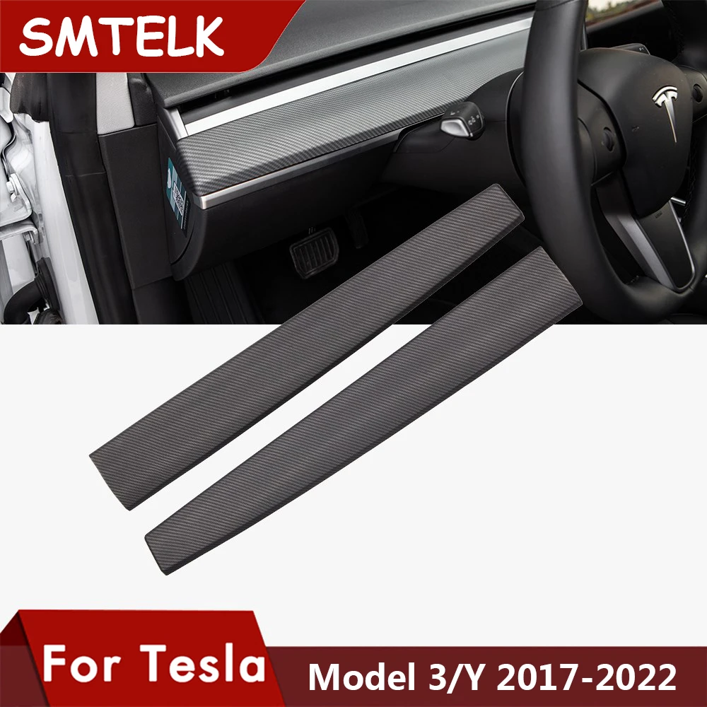 ModelY Dashboard Stickers Car Center Console Trim For Tesla Model 3 Y 2023 Accessories Carbon Fibre ABS Three Model3 Decals