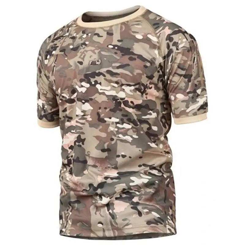 

3d Men's Military Style Outdoor Jungle Camouflage Oversized Loose Print T-shirt Round Neck Breathable Short-sleeved Work Clothes