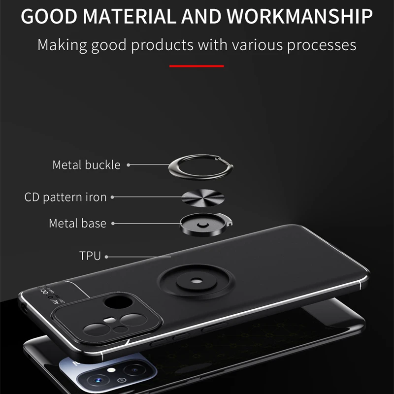 For Redmi 12C Case Cover Xiaomi Redmi 12C Capas Shockproof Phone Bumper Back Armor Soft TPU Ring Holder Cover Xiaomi Redmi 12C