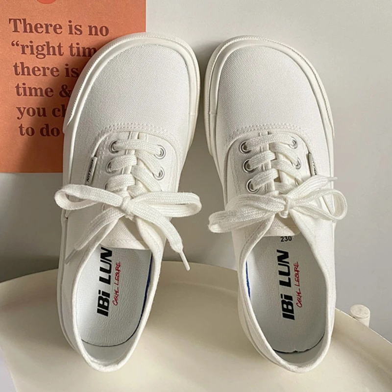 

Кеды женские для скейтборда, Вулканизированная подошва, холщовые кроссовки, повседневная обувь с большим носком, белые, на лето