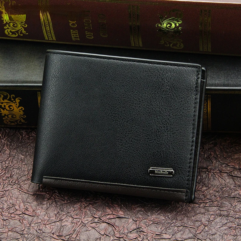 

Men's Wallet Money Bag Solid Color Leather Business Large-capacity Fashion Retro Business Wallet Vintage Male Walltes Purse