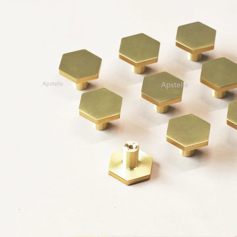 

Light Luxury Kitchen Furniture Hardware Knobs Gold Brass Hexagon Knobs Nordic Cabinet Door Handle Dresser Drawer Pulls