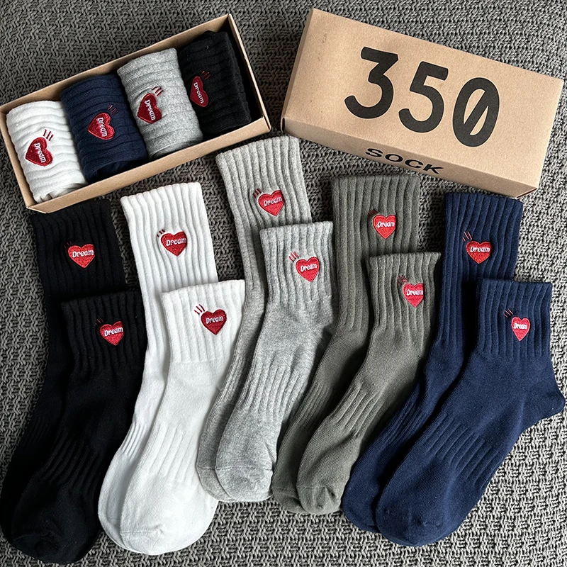 4pairs/box Summer Deodorization Running Sweat Absorption Cotton Socks Black Basketball Sports Funny Socks