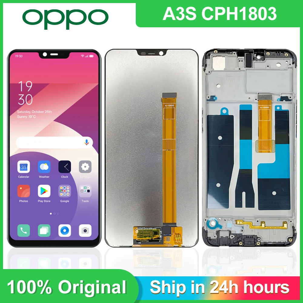 ЖК-дисплей 6,2 'для OPPO A3S CPH1803 CPH1853, сенсорный экран, сенсорная панель, дигитайзер в сборе, с рамкой, оригинал
