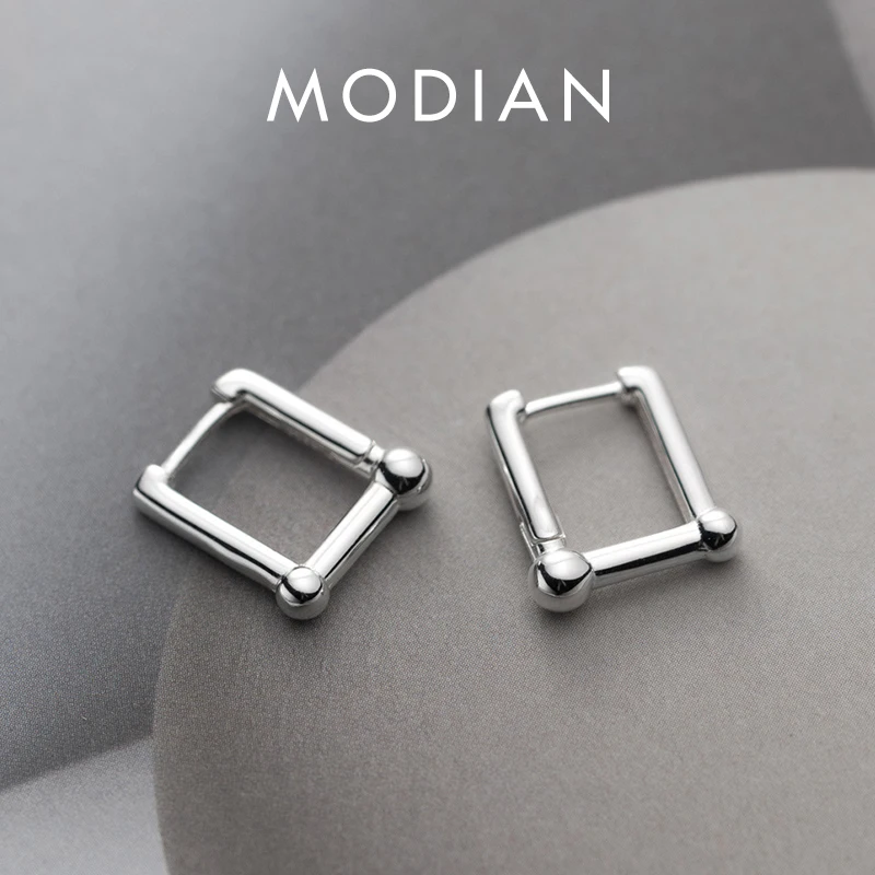 

Modian 925 Sterling Silver Simple Rectangle Party Ear Buckle Classic Fashion Hoop Earrings For Women Wedding Fine Jewelry Gifts