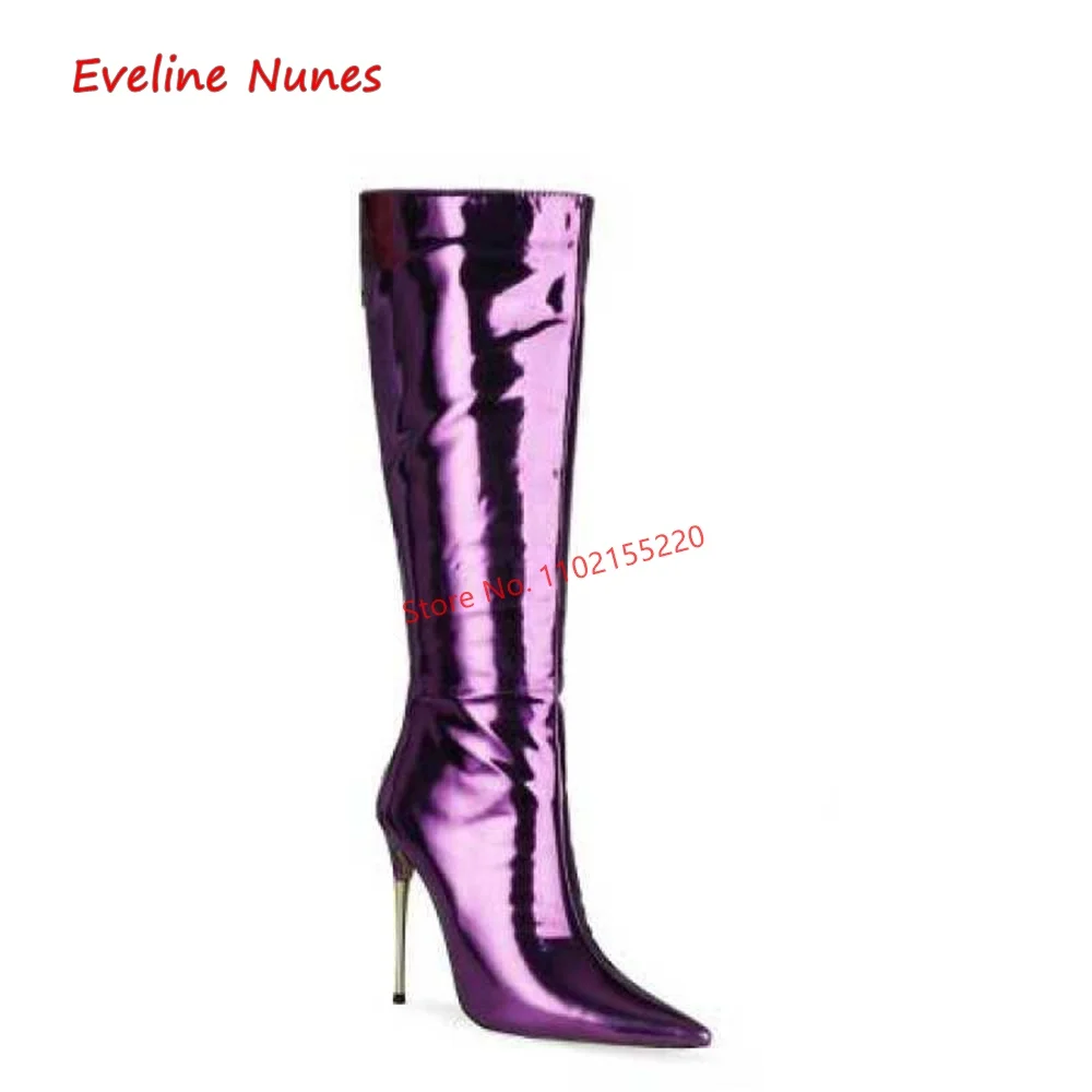 Green Party Knee High Boots 2022 Autumn New Arrival Solid Pointed Toe Stiletto Back Zipper Elegant Shoes For Free Shipping
