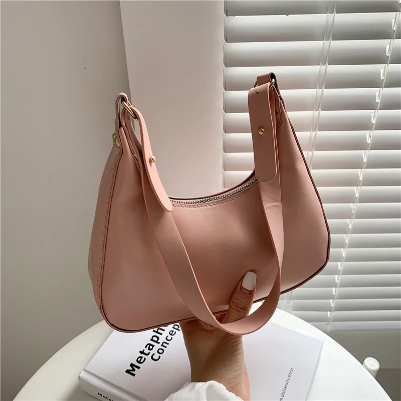 

2022 Summer New Textured Underarm Bag Simple Hong Kong Style Retro Oblique Shoulder Bag Dumpling Bag