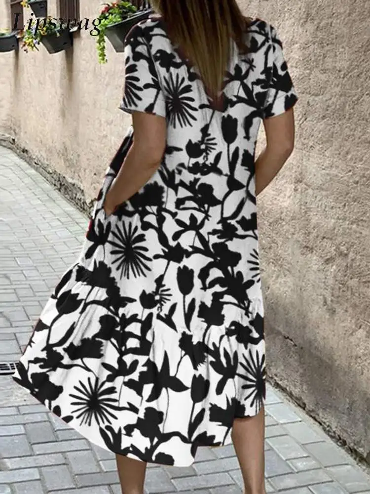 

Женское винтажное пляжное платье с коротким рукавом, с V-образным вырезом